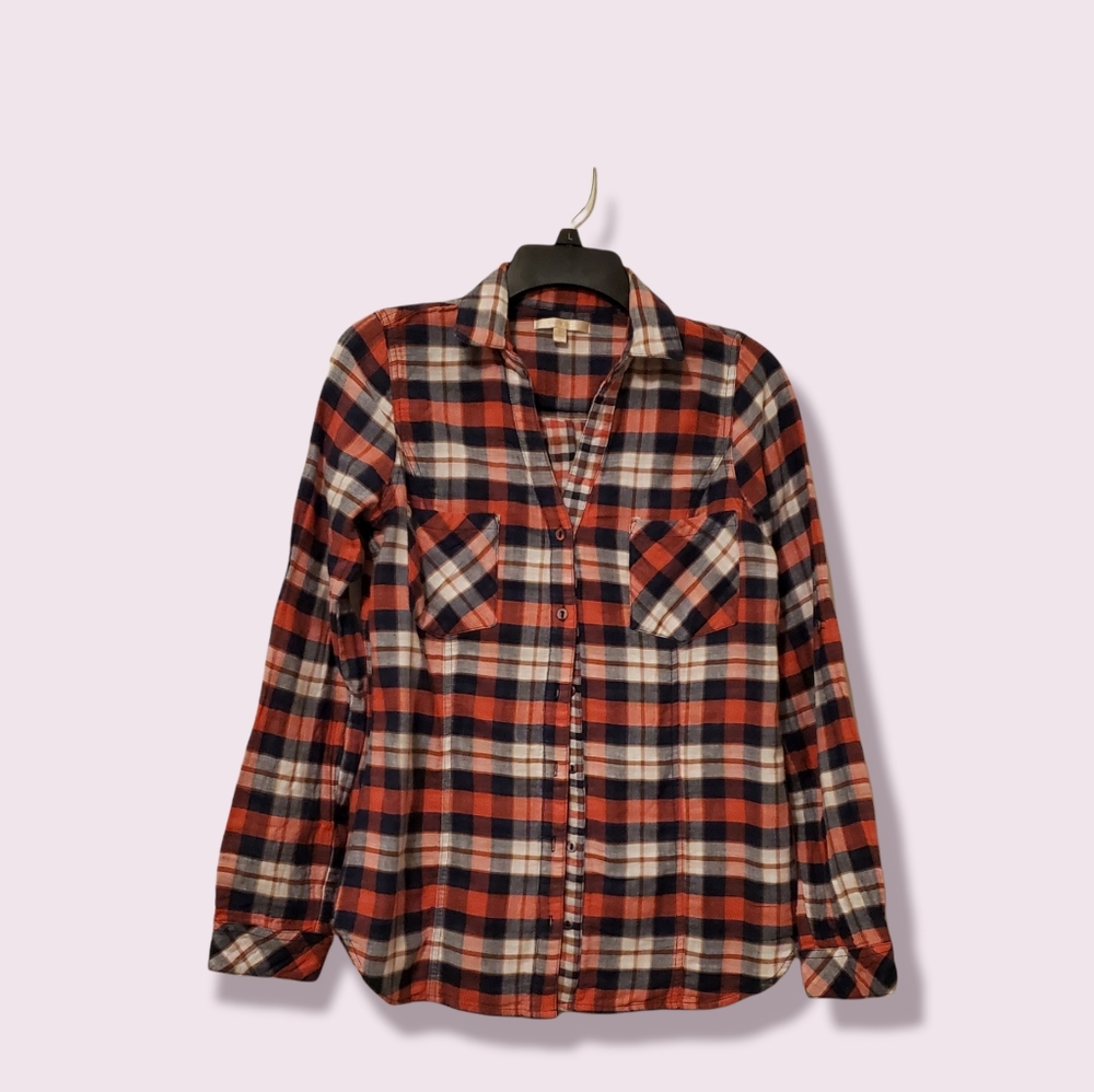 Skies Are Blue Plaid Long Sleeve Shirt M